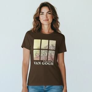 Van Gogh The Olive Orchard Shirt Women Sz L Brown Graphic Tee Philosophy of Love